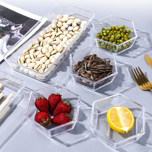 2 PCS Geometric Snack Plate, Style: Hexagonal (Transparent) by bashfashion