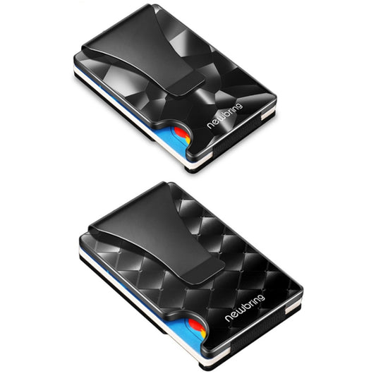 NEWBRING Large-capacity Multi-card Metal Anti-magnetic Card Holder(Diamond Pattern) by NEWBRING