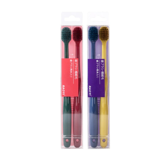 2 Sets RAOYI Widescreen Adult Home Use Soft Bamboo Charcoal Toothbrush(Red Green+Yellow Blue) by bashfashion