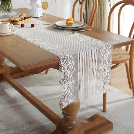 Romantic Lace Table Runner Wedding Decoration, Size: 180cm(White Lace) by bashfashion