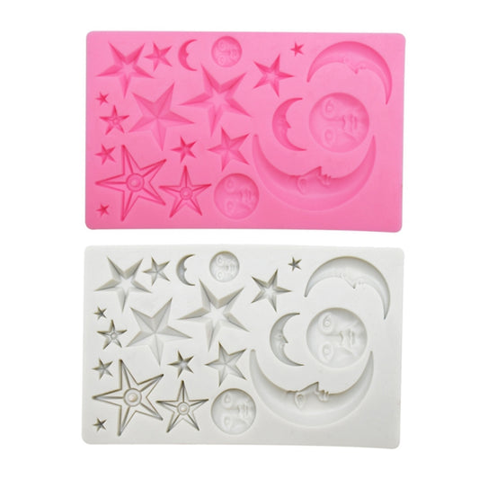 Star Moon Face Chocolate Clay DIY Silicone Mold(Pink) by bashfashion
