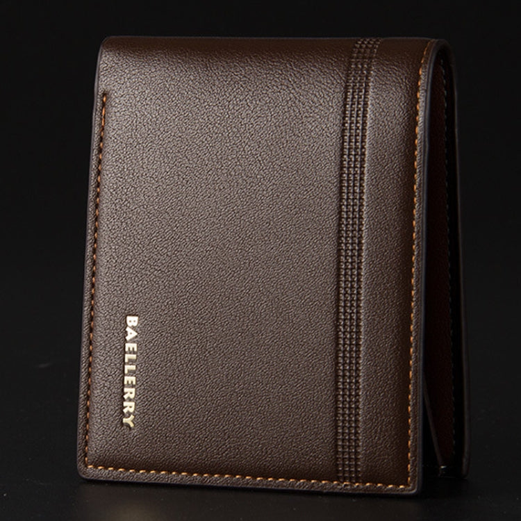Baellerry Men Short Wallet Multi-card Lychee Pattern Business Wallet(Brown) by Baellerry