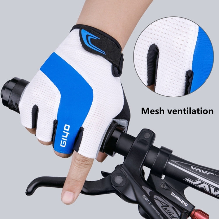 GIYO S-14 Bicycle Half Finger Gloves GEL Shock Absorbing Palm Pad Gloves, Size: XL(Blue) by GIYO