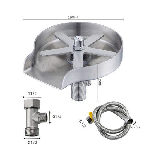 Automatic Faucet High Pressure Spray Washer, Style: 304 Stainless Steel+Soft Hose+G1/2 Three-way by bashfashion