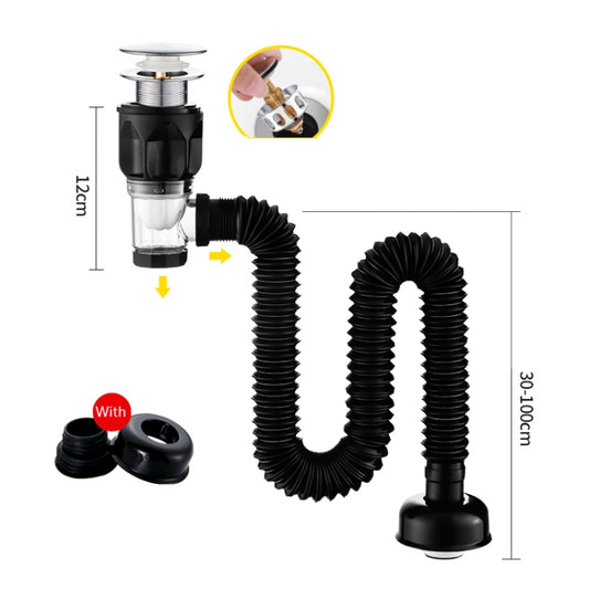 Household Deodorant Washbasin Water Pipe, Style: H Black Round Surface Bounce Universal by bashfashion