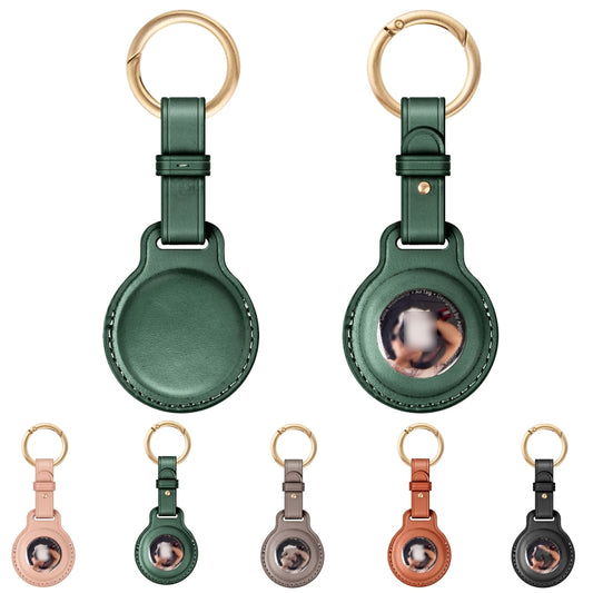 First Layer Cowhide Tracker Cover Pet Child Anti-lost Device Case for AirTag(Green) by bashfashion