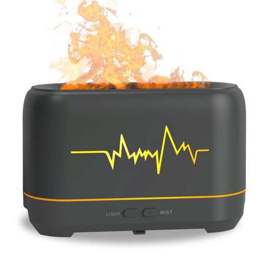 YX-1690 Wood Grain Aroma Diffuser Hollow Flame Humidifier(Black) by bashfashion