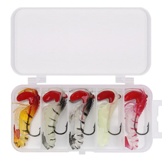 5 Color / Set Multi-section Lead Head Soft Shrimp Fake Bait Freshwater Sea Fishing Lure by bashfashion