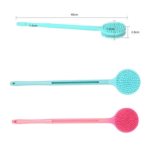 Silicone Massage Long Handle Double Sided Bath Brush(Blue) by bashfashion