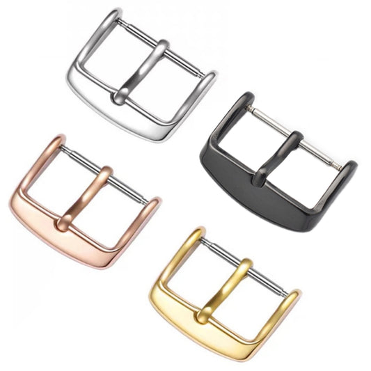 5pcs IP Plated Stainless Steel Pin Buckle Watch Accessories, Color: Rose Gold 12mm by bashfashion