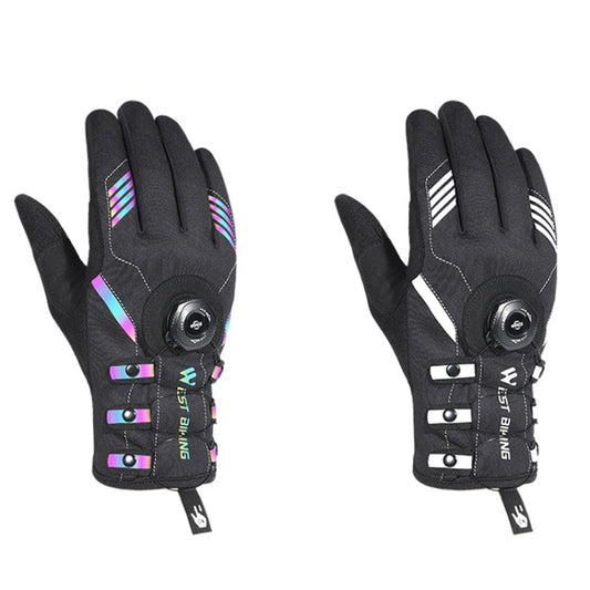 A Pair WEST BIKING Cycling Breathable Self-locking Gloves with Buckle, Size: M(Colorful Type) by WEST BIKING