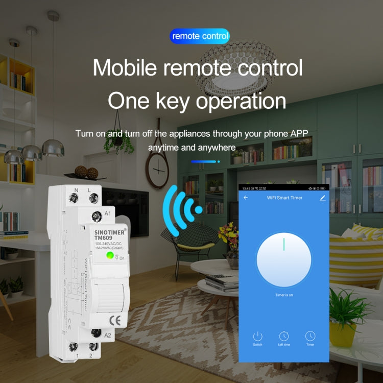 SINOTIMER TM607 Intelligent Wifi Timer Mobile App Home Rail Remote Control Time Switch 80A 85-300V by SINOTIMER