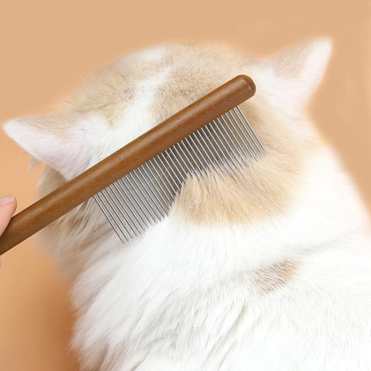 Cat Dog Solid Wood Comb For Removing Floating Hair Pet Cleaning Grooming Flea Comb(B) by bashfashion