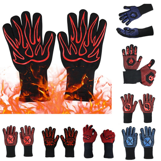 1 Pair High Temperature Resistant Silicone BBQ Gloves Anti-Scalding Gloves(Scalpel Red) by bashfashion