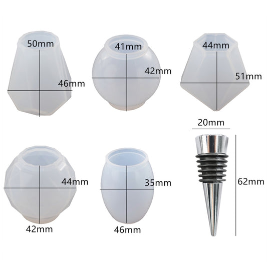 DIY Crystal Epoxy Resin Red Wine Stopper Silicone Mold,Style: 5 Molds+5 Red Wine Plug by bashfashion