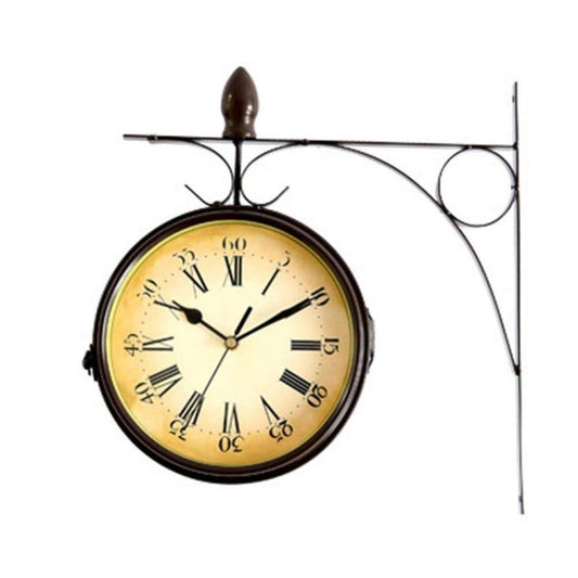 Iron Retro Home Wall Clock Double Side Hanging Clock, Size: 8 inch(Monochrome 62450114A) by bashfashion