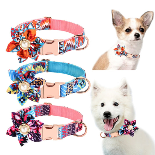 Pet Flower Adjustable Collar Metal Buckle Can be Engraved Dog Collar, Size: S 1.5x40cm(Purple) by bashfashion