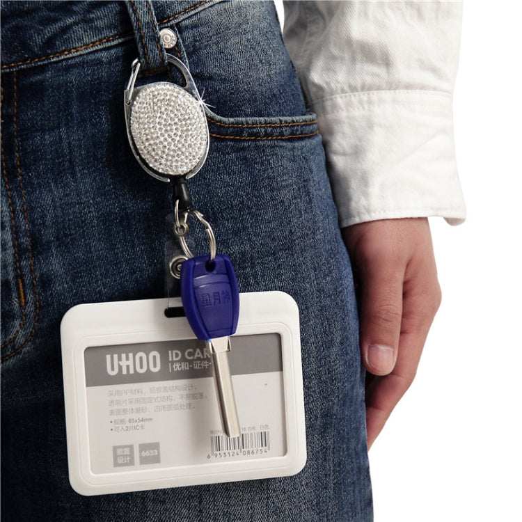 Ceramic Clay Pull Buckle Metal Retractable Keychain Document Buckle(Deep Blue) by bashfashion