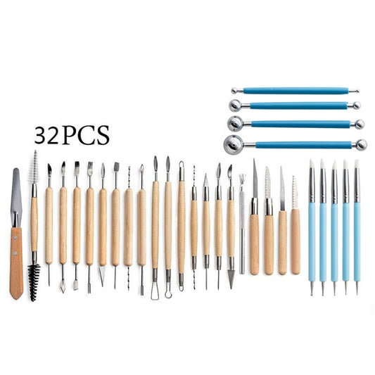 32 In 1 Pottery Tool Set Pottery Clay Stone Carving Knife DIY Clay Combination Tool by bashfashion