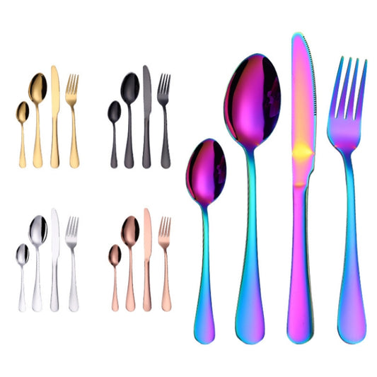 4PCS/Set Stainless Steel Western Steak Fork Spoon Knife Set, Color: Golden by bashfashion
