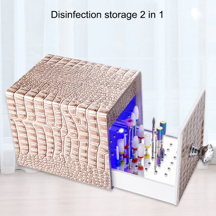 Dustproof Blue Light Disinfection Nail Polisher Storage Box(Khaki) by bashfashion