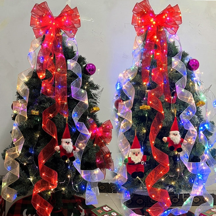 Christmas Ornament Double Light Board Yarn Ribbon String Lights, Specification: 1m(Gold Color Light) by bashfashion