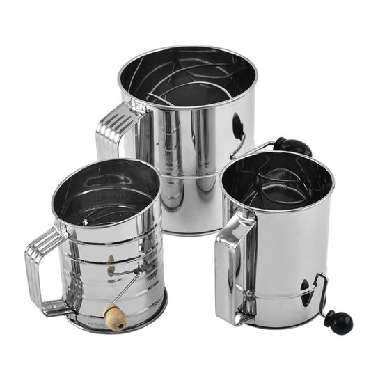 Hand-crank Oblique Flour Sieve Kitchen Baking Tools, Specification: Style One by bashfashion