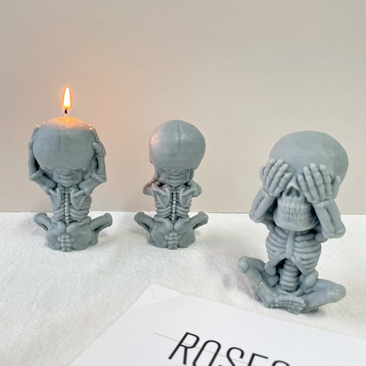 Skull Candle Silicone Mould Aromatherapy Ornament Mould(Skeleton Covering Mouth) by bashfashion