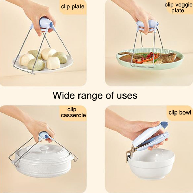 304 Stainless Steel Anti-Scaling Clamp Kitchen Takes Bowl Holder(Blue) by bashfashion