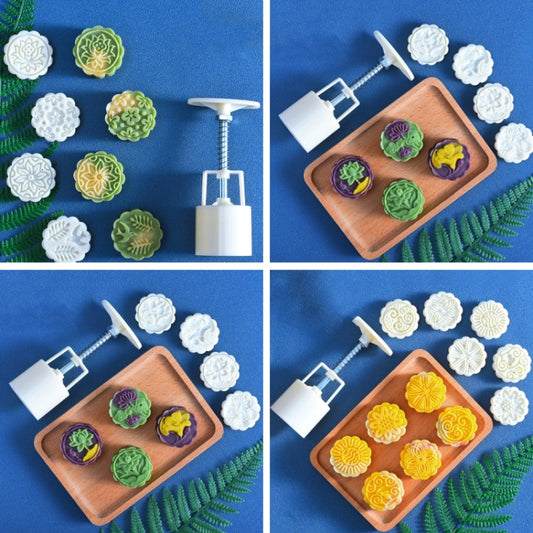 2 PCS Moon Festival Round Hand-Pressed Pastry Mold Baking Tools, Model: 37 by bashfashion