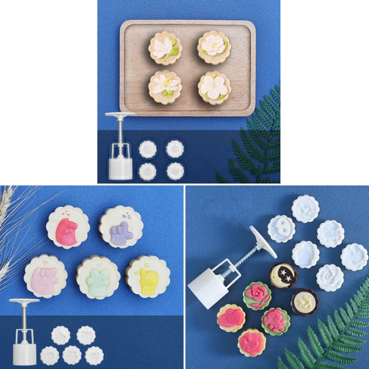 2 PCS Moon Festival Round Hand-Pressed Pastry Mold Baking Tools, Model: 42 by bashfashion