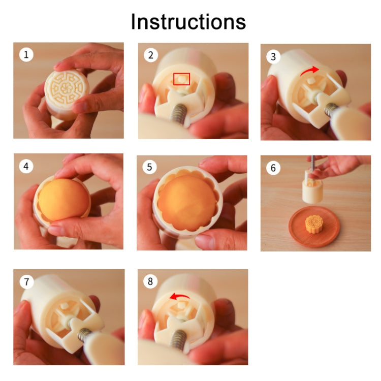 2 PCS Moon Festival Round Hand-Pressed Pastry Mold Baking Tools, Model: 42 by bashfashion