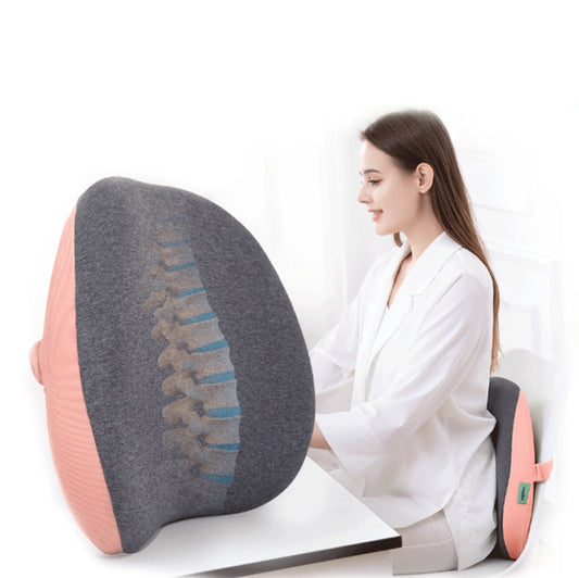 Office Memory Foam Waist Support Cushion Waist Support Pillow(Lotus Pink) by bashfashion