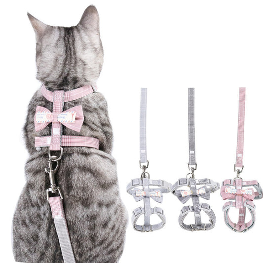 Bow-knot Anti-breakaway Adjustable Cat Leash S(Green) by bashfashion