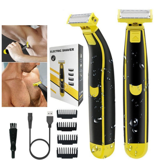 Electric Razor Portable USB Rechargeable Men Shaver(Yellow Black) by bashfashion