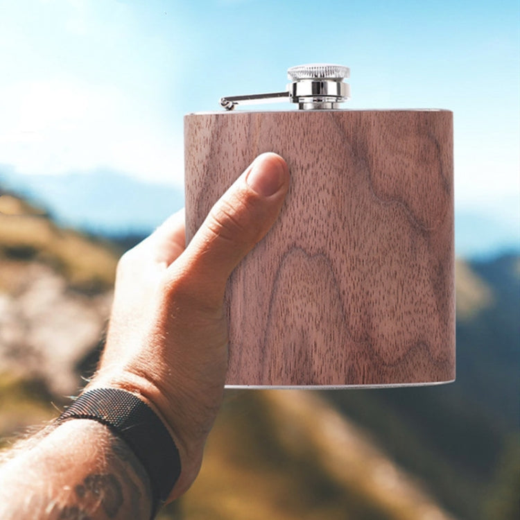 6oz Wood Leather Hip Flask Stainless Steel Whiskey Wine Alcohol Flagon(Style 3) by bashfashion
