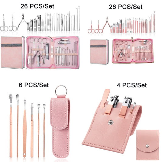 Stainless Steel Nail Clipper Set Beauty Eyebrow Trimmer, Color: 26 PCS/Set Silver by bashfashion