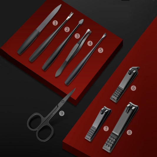 9 PCS/Set Stainless Steel Dead Skin Nail Trimming Set(Black) by bashfashion