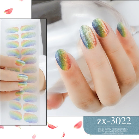 22 Fingers Shiny Onion Powder Starry Waterproof Nail Sticker(ZX-3022) by bashfashion