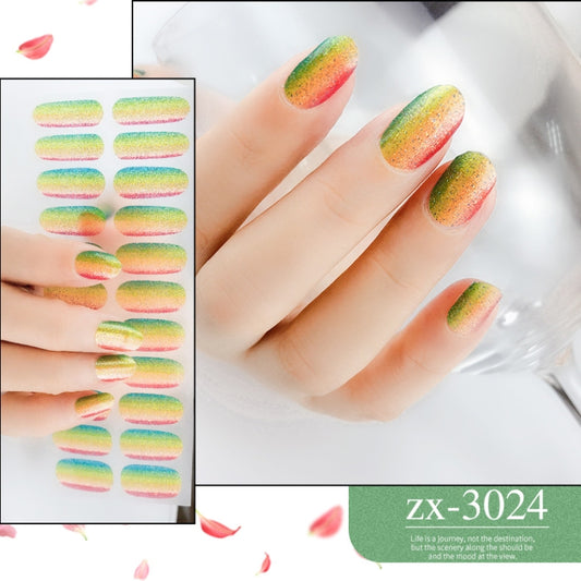 22 Fingers Shiny Onion Powder Starry Waterproof Nail Sticker(ZX-3024) by bashfashion