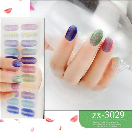 22 Fingers Shiny Onion Powder Starry Waterproof Nail Sticker(ZX-3029) by bashfashion