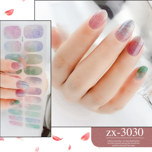 22 Fingers Shiny Onion Powder Starry Waterproof Nail Sticker(ZX-3030) by bashfashion