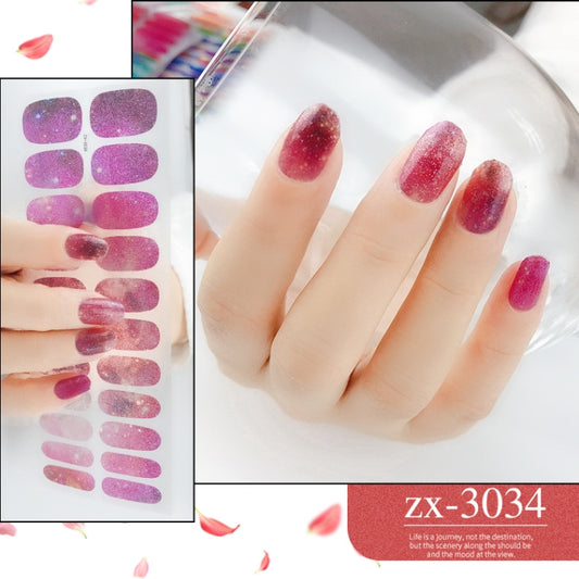 22 Fingers Shiny Onion Powder Starry Waterproof Nail Sticker(ZX-3034) by bashfashion