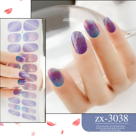 22 Fingers Shiny Onion Powder Starry Waterproof Nail Sticker(ZX-3038) by bashfashion