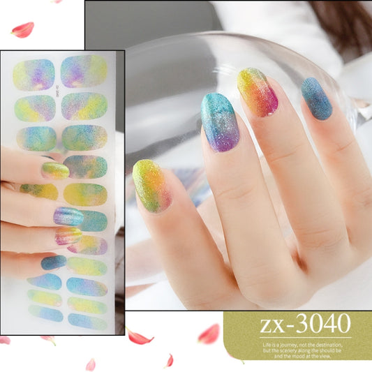 22 Fingers Shiny Onion Powder Starry Waterproof Nail Sticker(ZX-3040) by bashfashion
