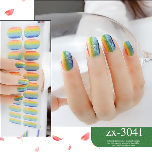 22 Fingers Shiny Onion Powder Starry Waterproof Nail Sticker(ZX-3041) by bashfashion