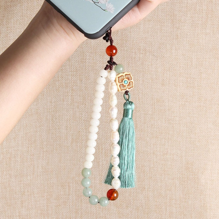 Braided Rope Pearl Mobile Phone Case Pendant Mobile Phone Lanyard Wrist Rope by bashfashion