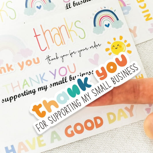 Rainbow Thank You Sticker Gift Box Seal Sticker by bashfashion