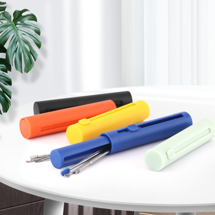 2 Packs Push-Pull Cylinder Storage Ear Scoop Set, Specification: 7 PCS/Set Black by bashfashion