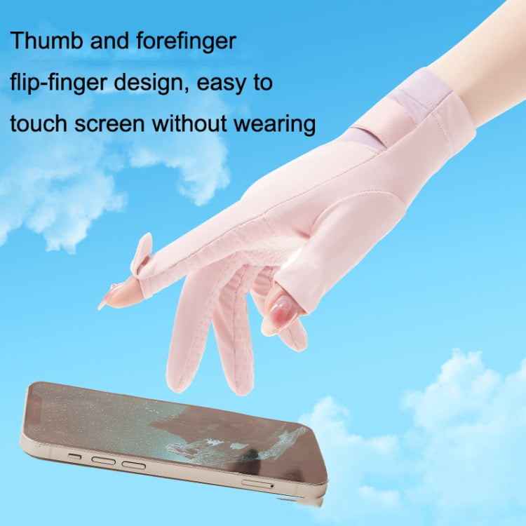 FSN02 1pair UV Resistant Ice Silk Breathable Cool Non-Slip Cycling Driving Thin Gloves Free Code(Purple Pink) by bashfashion
